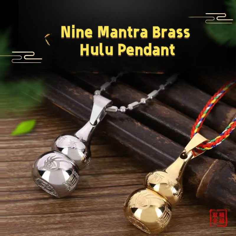 Nine Mantra Titanium Steel Hulu Pendant - Engraved Taoist Talisman with Opening Design (40mm|Adjustable)